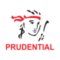 Prudential logo: red 'PRUDENTIAL' wordmark with a stylized guardian figure above on a dark background.